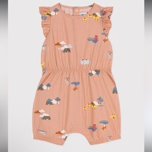 Petit Bateau Baby Poplin Sleeveless Fram Theme Ruffles Romper